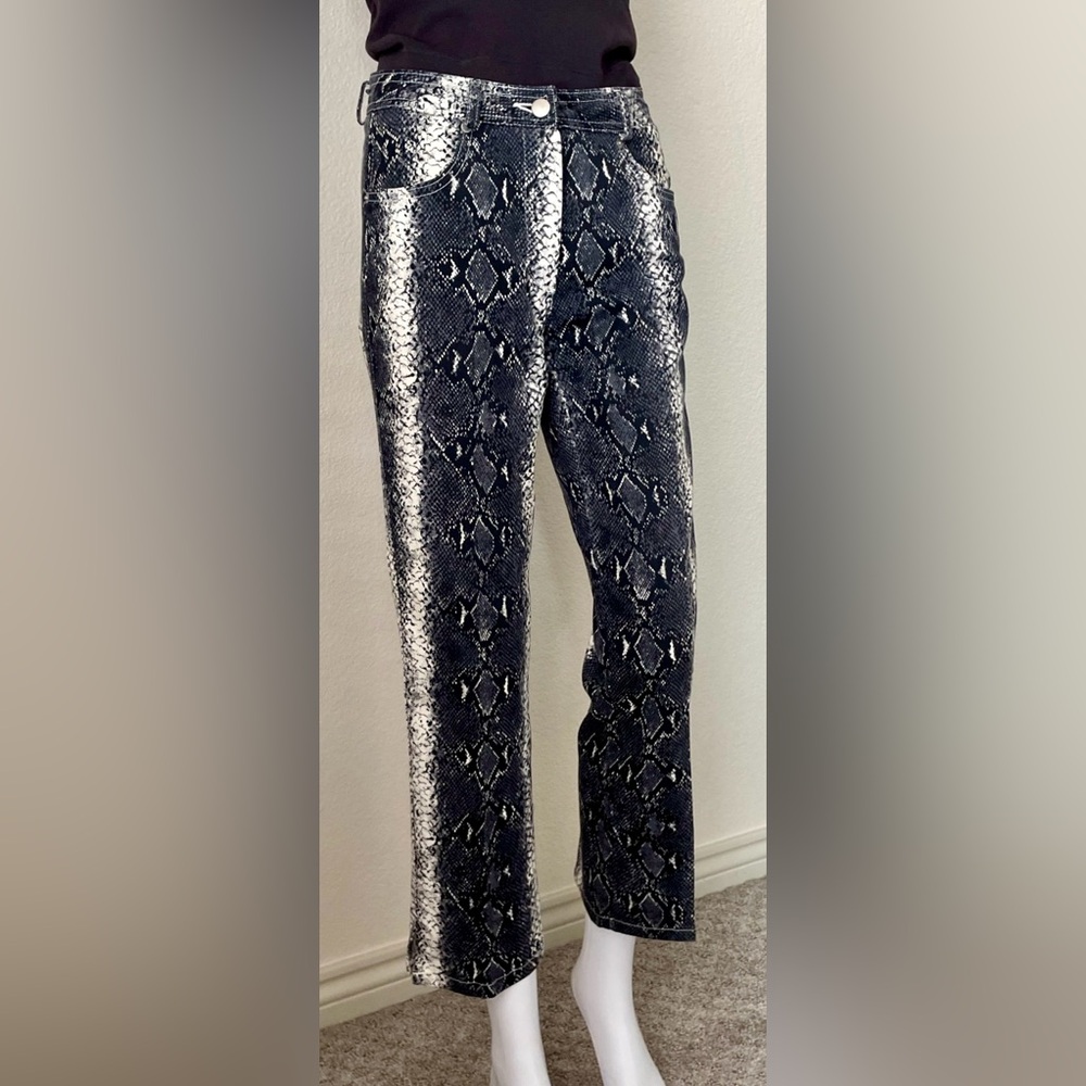 Wallflower Black and White Snake Print Flare Pants